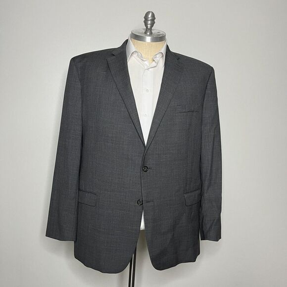 Jason Barbaro Blazer Mens Gray Check‎ Wool Austin SPJ Super 130s 42R - Picture 1 of 13